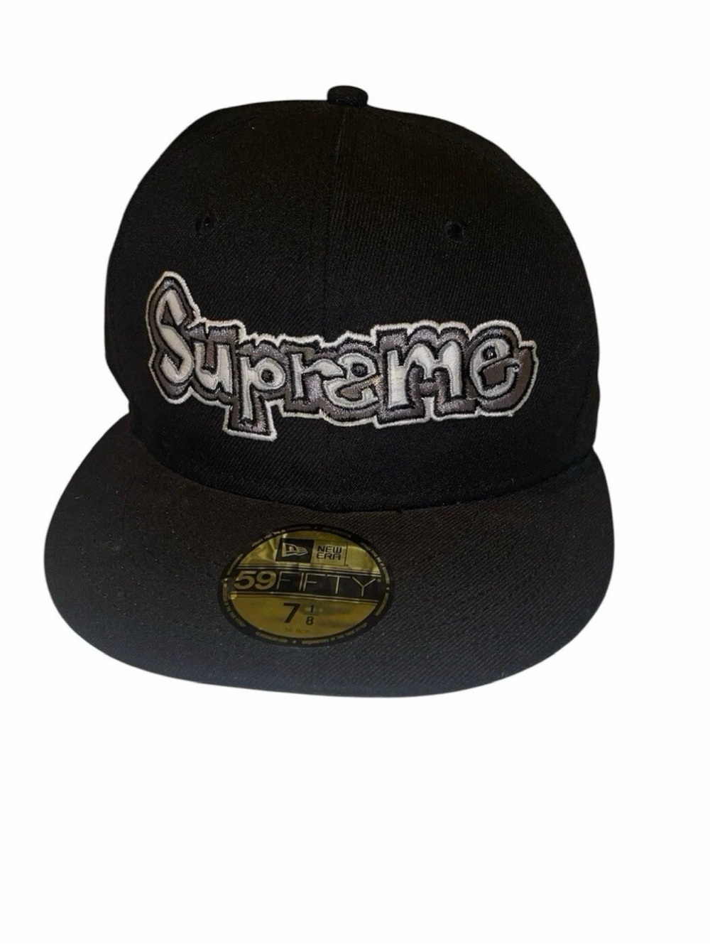 Supreme × NEW ERA Cap 7 1/8 Polyester Black Men NWT Glows In The Dark